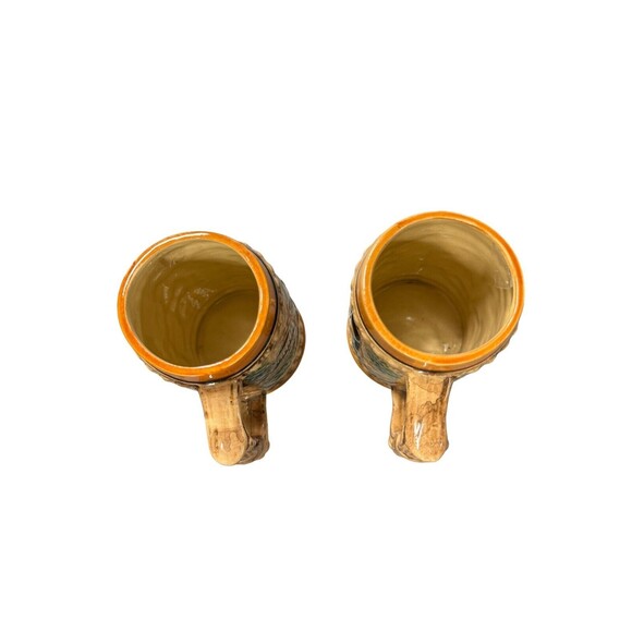 Beer Stein Mug Made In Japan German Pub‎ Trimont Ceramic Antique Set Of 2 - Picture 8 of 11